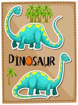 Blue brachiosaurus on poster Stock Illustration