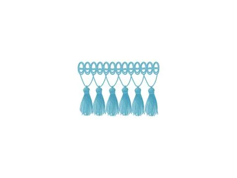 Blue braid with a tassels on long threads. Vector illustration on white 스톡 일러스트