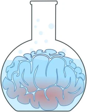Blue brain in the laboratory flask Stock Illustration
