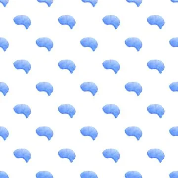 Blue brain low poly seamless pattern background Stock Illustration