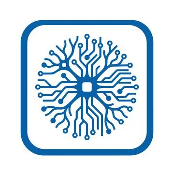 Blue brain neural circuit icon for digital human artificial intelligence in.. Stock Illustration