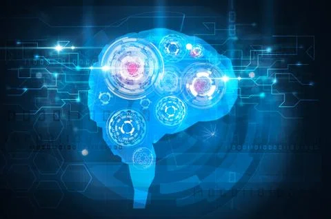 Blue brain technology science Stock Illustration
