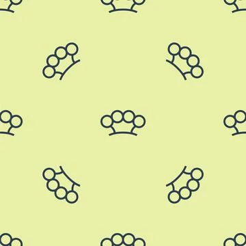Blue Brass knuckles icon isolated seamless pattern on yellow background. Vector Stock Illustration