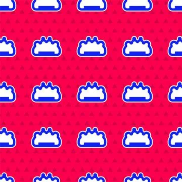 Blue Brass knuckles icon isolated seamless pattern on red background.  Vector Stock Illustration