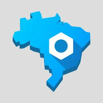 Blue Brazil map with a nut Illustrazione stock