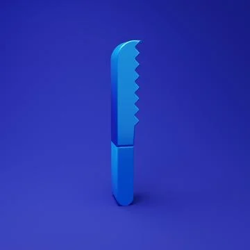 Blue Bread knife icon isolated on blue background. Cutlery symbol. Minimali.. Stock Illustration
