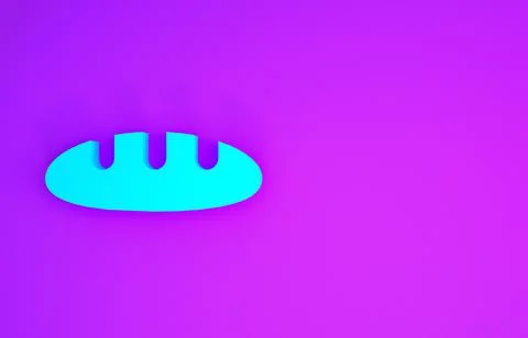 Blue Bread loaf icon isolated on purple background. Minimalism concept. 3d il Stock Illustration
