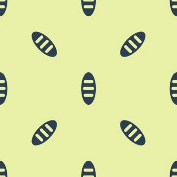Blue Bread loaf icon isolated seamless pattern on yellow background. Vector Illustrazione stock