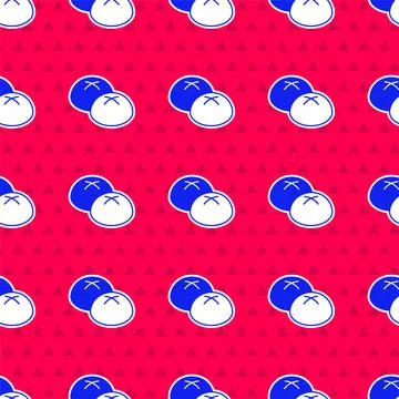 Blue Bread loaf icon isolated seamless pattern on red background. Vector Stock Illustration
