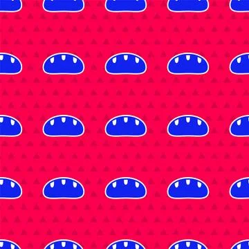 Blue Bread loaf icon isolated seamless pattern on red background. Vector Illustrazione stock
