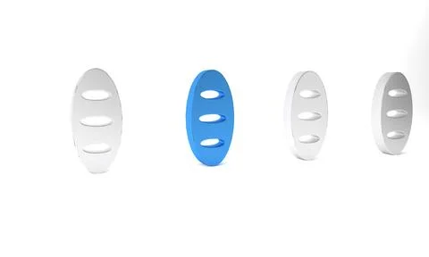 Blue Bread loaf icon isolated on white background. Minimalism concept. 3D r.. Stock Illustration