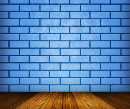 Blue brick room backdrop Stock Illustration