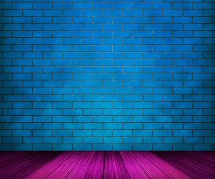 Blue brick room backdrop Stock Illustration
