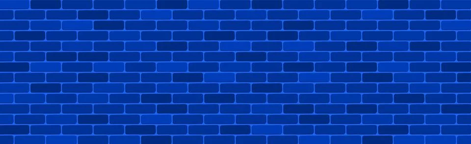 Blue brick wall background. Long vector banner Stock Illustration