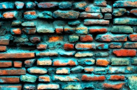 Blue brick wall Stock Photos