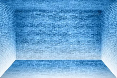 Blue brick wall room texture background, May use to interior design 스톡 일러스트