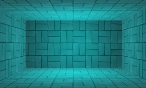 Blue brick wall studio room texture background 3d rendered Stock Illustration