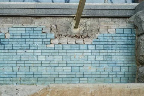 Blue Brick Wall Texture Foto stock