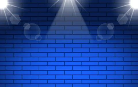 Blue brick wall with white spotlight Stock Illustration