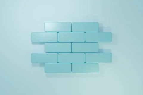 Blue Bricks icon isolated on blue background. Minimalism concept. 3D render.. Stock Illustration