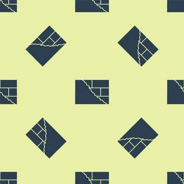 Blue Bricks icon isolated seamless pattern on yellow background. Vector Stockillustratie
