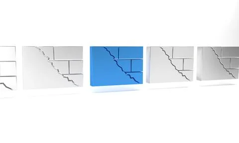 Blue Bricks icon isolated on white background. Minimalism concept. 3D rende.. Stock Illustration