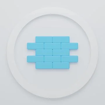 Blue Bricks icon isolated on white background. Minimalism concept. 3D rende.. Stock Illustration