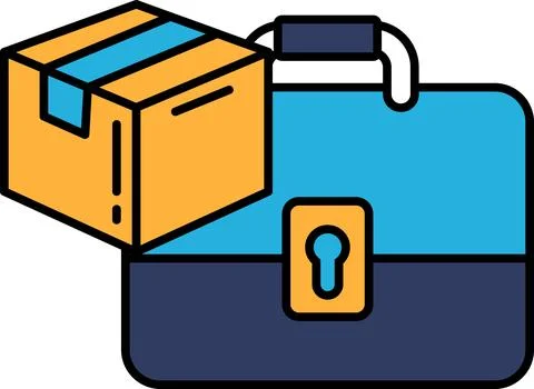 A blue briefcase with a keyhole on the front Stock Illustration