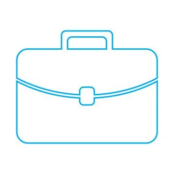 Blue briefcase vector line icon isolated on white background Stock Illustration