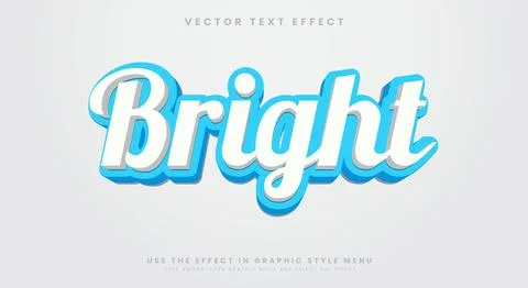Blue Bright Editable 3d text style 스톡 일러스트