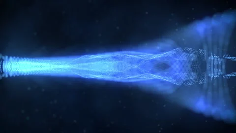 Blue bright glowing particles move horizontally on a blue background Stock-Footage 153417770