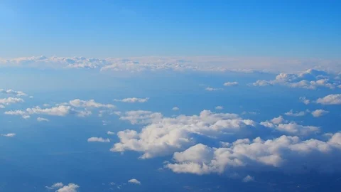 Blue bright skyline horizon, small white cloud ground moving to the right Stock Footage 89905508