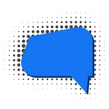 Blue bright speech bubble shape on halftone background Stock Illustration