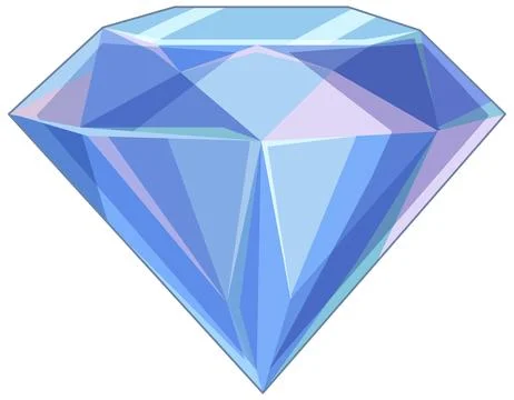 Blue Brilliant Cut Diamond Vector Illustration on White Background Stock Illustration