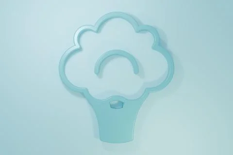 Blue Broccoli icon isolated on blue background. Minimalism concept. 3D rend.. Stock Illustration