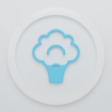 Blue Broccoli icon isolated on white background. Minimalism concept. 3D ren.. Stock Illustration