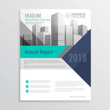 Blue brochure flyer design template with geometric shapes Stock Illustration