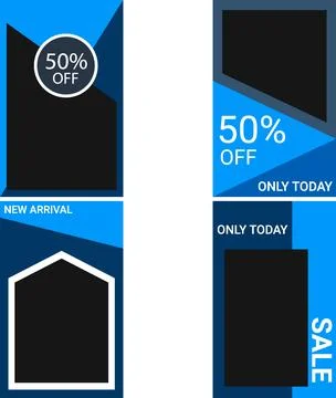 Blue Brochure Template Set with 50 Percent Product Discount Stock Illustration