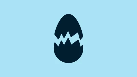 Blue Broken egg icon isolated on blue background. Happy Easter. 4K Video motion 動画素材 231487660
