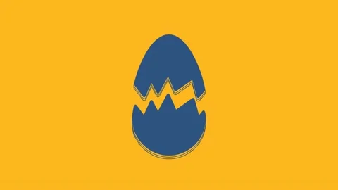 Blue Broken egg icon isolated on orange background. Happy Easter. 4K Video 動画素材 234726578