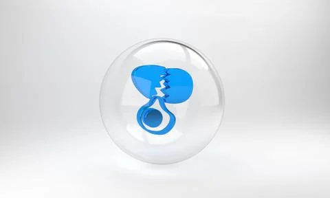 Blue Broken egg icon isolated on grey background. Happy Easter. Glass circle  Illustrazione stock