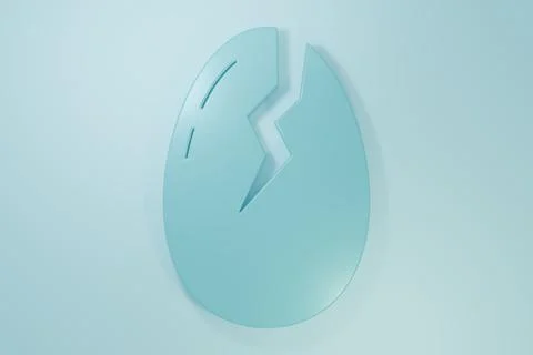 Blue Broken egg icon isolated on blue background. Happy Easter. Minimalism .. Illustrazione stock