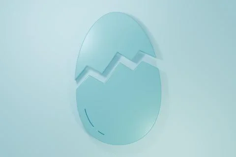 Blue Broken egg icon isolated on blue background. Happy Easter. Minimalism .. Stock Illustration