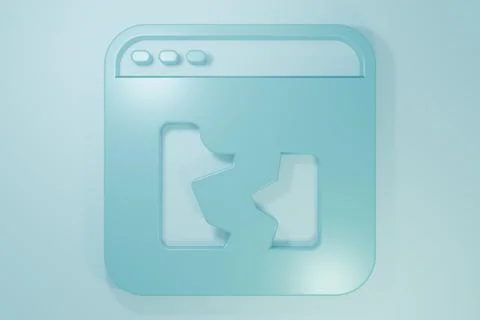 Blue Broken file icon isolated on blue background. Minimalism concept. 3D r.. Stock Illustration