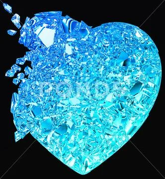 Blue broken heart: unrequited love Stock Illustration