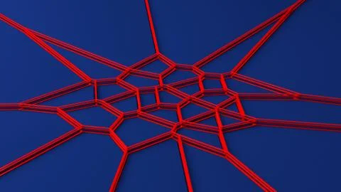 Blue broken surface and red edges. Abstract illustration, 3d render. Stock Illustration