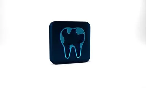Blue Broken tooth icon isolated on grey background. Dental problem icon. Dental イラスト素材