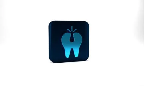 Blue Broken tooth icon isolated on grey background. Dental problem icon. Dental Stockillustratie