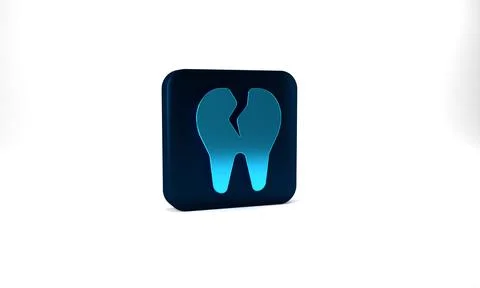 Blue Broken tooth icon isolated on grey background. Dental problem icon. Dental Stock Illustration