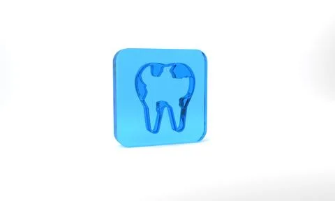 Blue Broken tooth icon isolated on grey background. Dental problem icon. Dental Stockillustratie